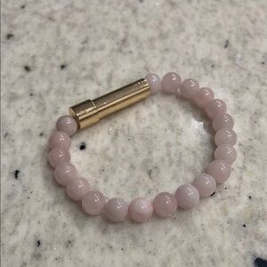 Rose Quartz “wish” bracelet 
Stretch Beaded Bracelet with Gold Accent